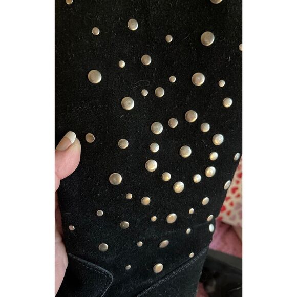 ugg boots black sheepskin classic tall boot size 8 stud/rivet sunburst - Picture 2 of 7